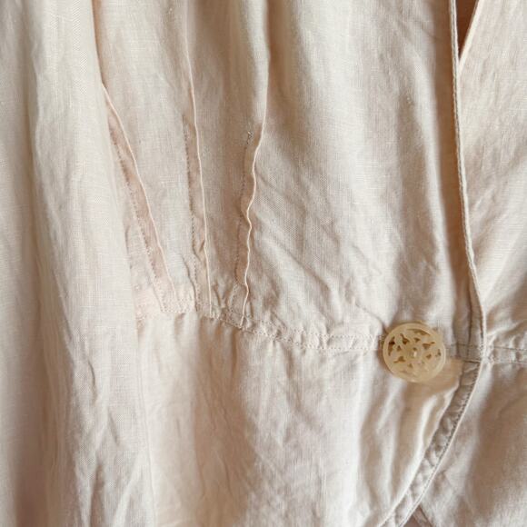 J. Jill Cream Pleated Single Button Linen Jacket - XL - Picture 3 of 8